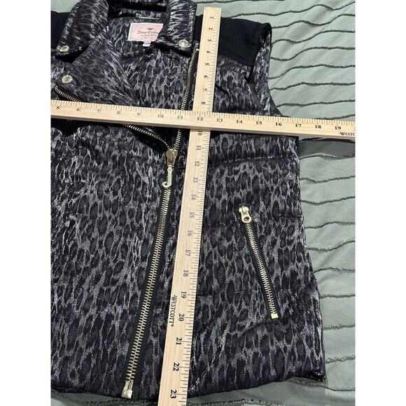 JUICY COUTURE WOMENS BLACK MEDIUM METALLIC LEOPARD PUFFER VEST ORG. $218 - Picture 10 of 13